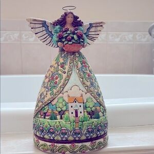 Heartwood Creek by Jim Shore Colorful Angel Figurine with Floral Design